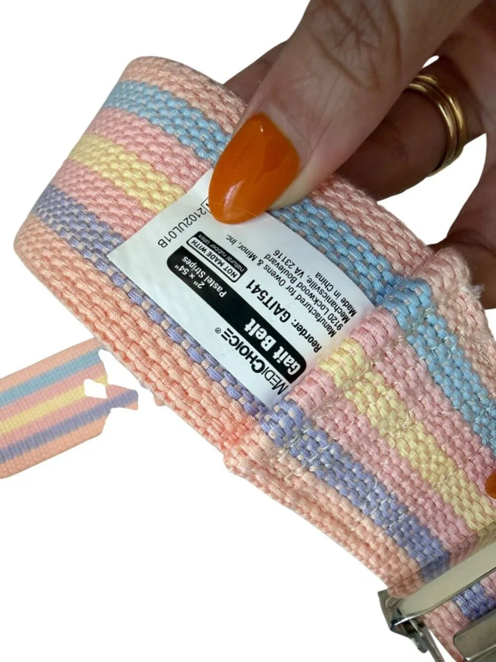 GAIT BELT Multicolor Pink Canvas Belt 2” x 54”